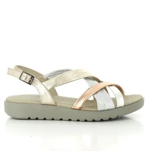 24 Hrs 23252 Metallic Cross-Strapped Slingback Sandals