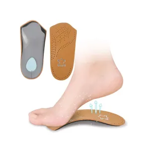 3/4 Cushioned Orthotic Insoles with Metatarsal Pad, Leather Half Shoe Inserts 2.8cm Arch Support for Plantar Fasciitis, Pair (EU 41/42) EU 41/42