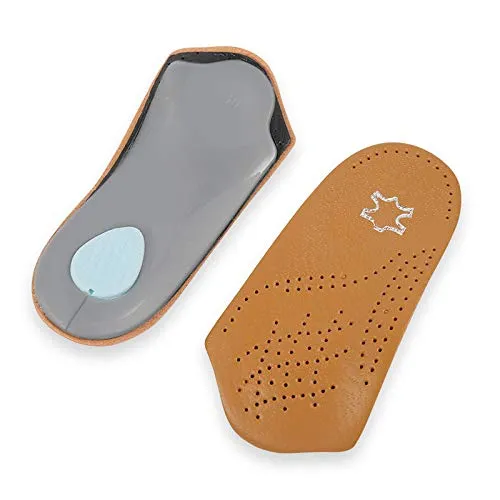 3/4 Cushioned Orthotic Insoles with Metatarsal Pad, Leather Half Shoe Inserts 2.8cm Arch Support for Plantar Fasciitis, Pair (EU 41/42) EU 41/42