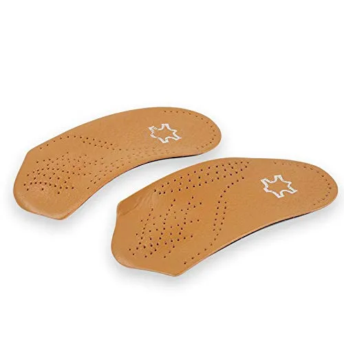 3/4 Cushioned Orthotic Insoles with Metatarsal Pad, Leather Half Shoe Inserts 2.8cm Arch Support for Plantar Fasciitis, Pair (EU 41/42) EU 41/42
