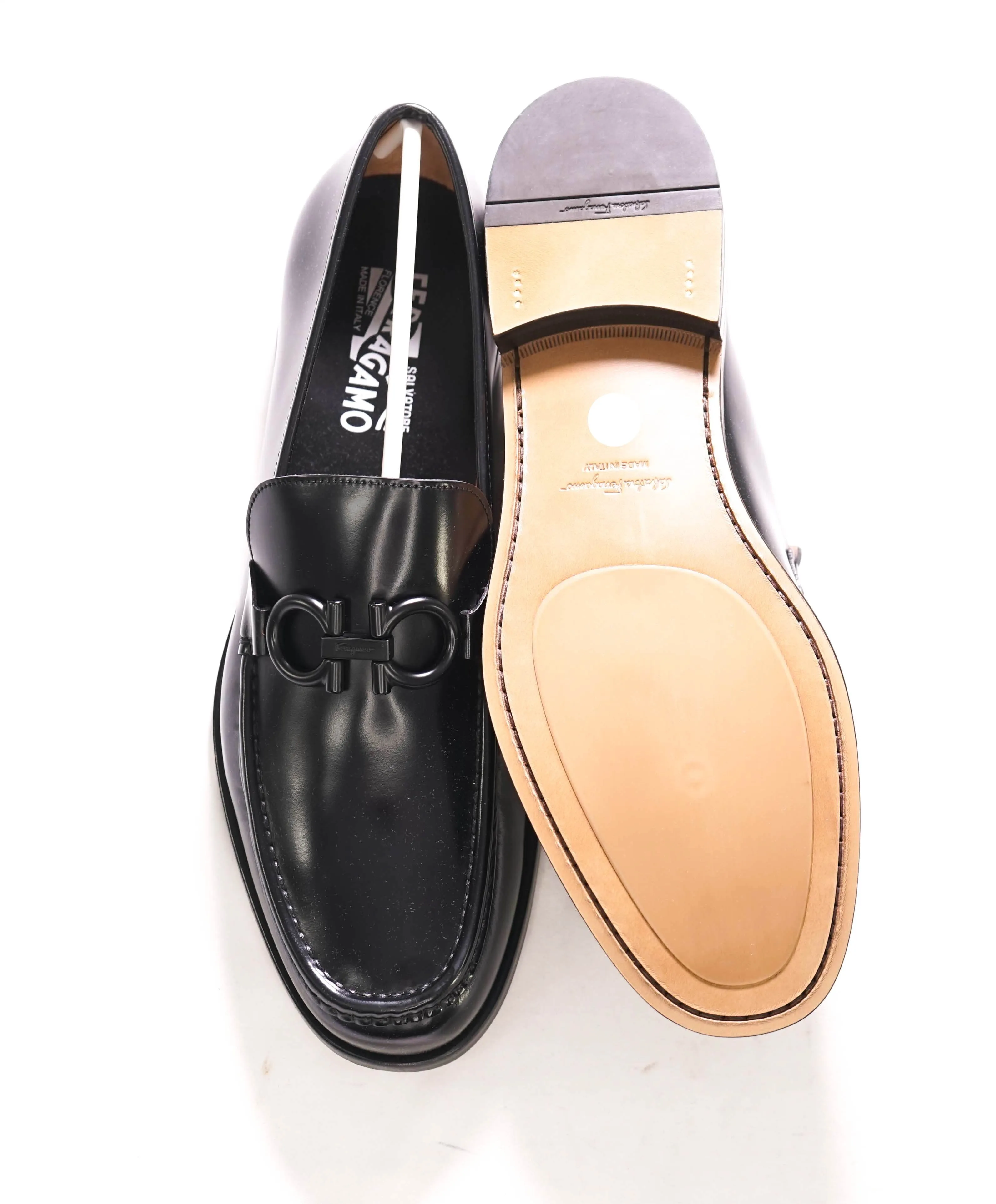 $850 SALVATORE FERRAGAMO - “ROLO" Gancini Bit Loafer Black Leather - 11 E US