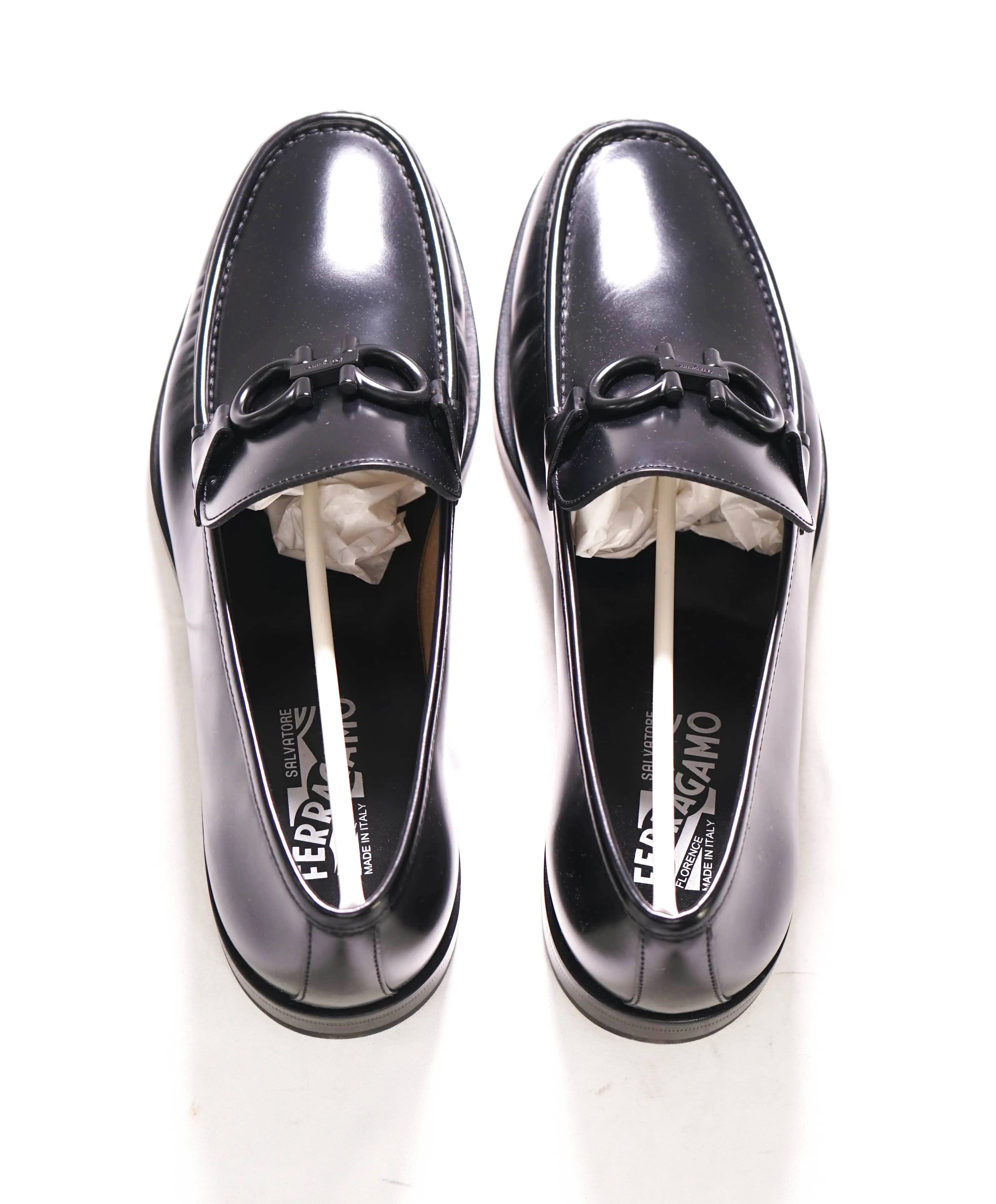 $850 SALVATORE FERRAGAMO - “ROLO" Gancini Bit Loafer Black Leather - 11 E US