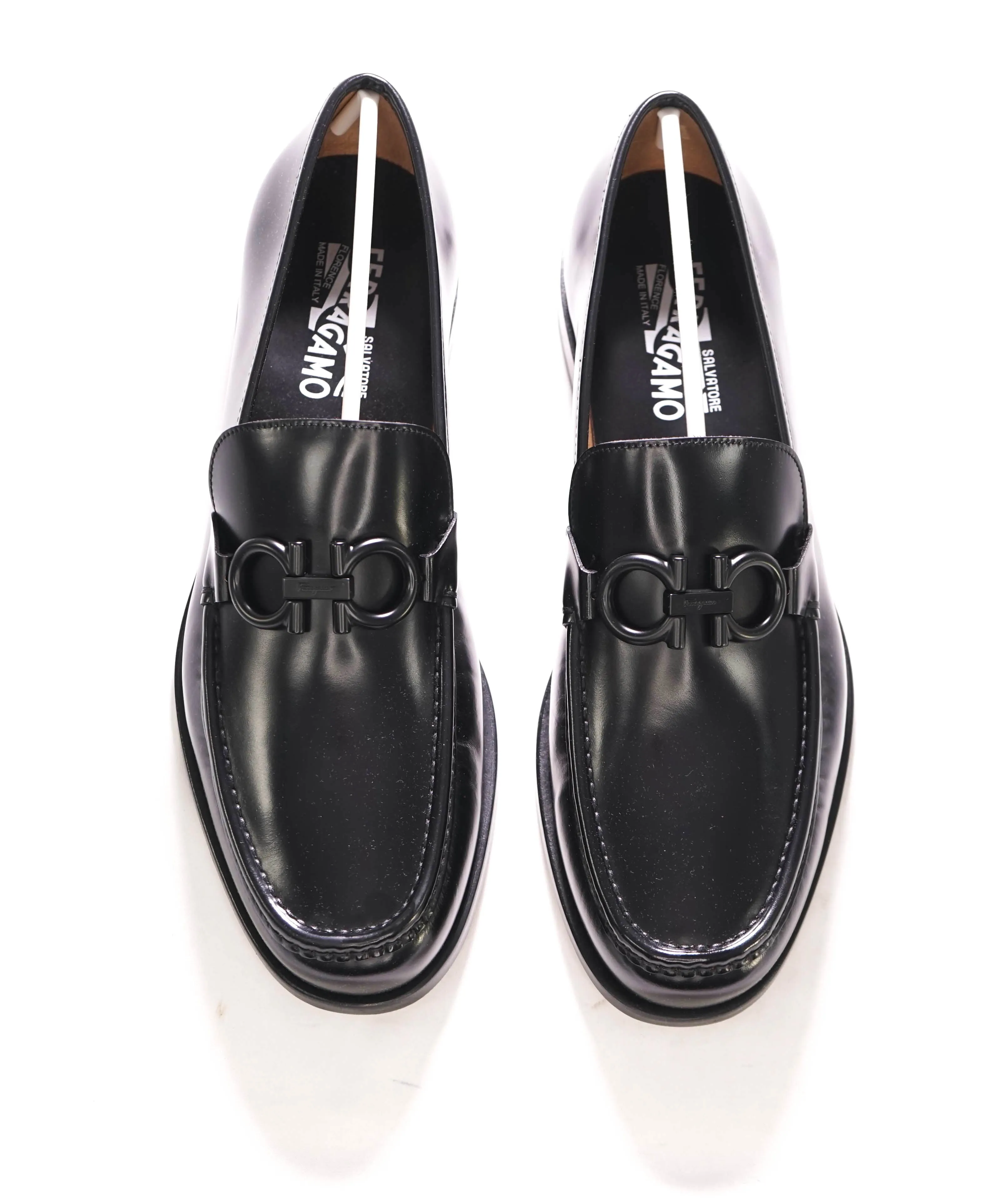 $850 SALVATORE FERRAGAMO - “ROLO" Gancini Bit Loafer Black Leather - 11 E US