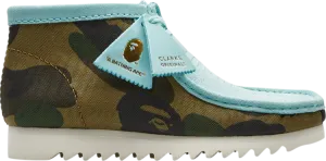 A Bathing Ape x Wallabee Light Blue Camo Sneakers, blue
