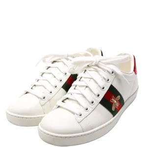 Ace Web Bee Leather Sneakers Size 35 White