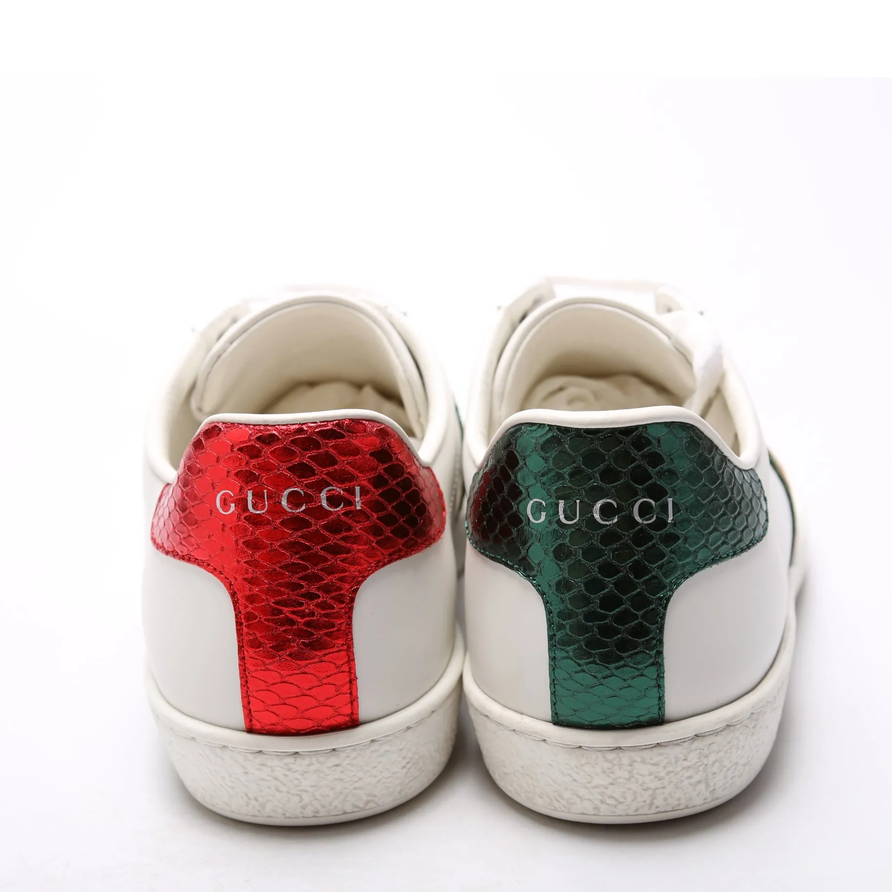 Ace Web Bee Leather Sneakers Size 38 White