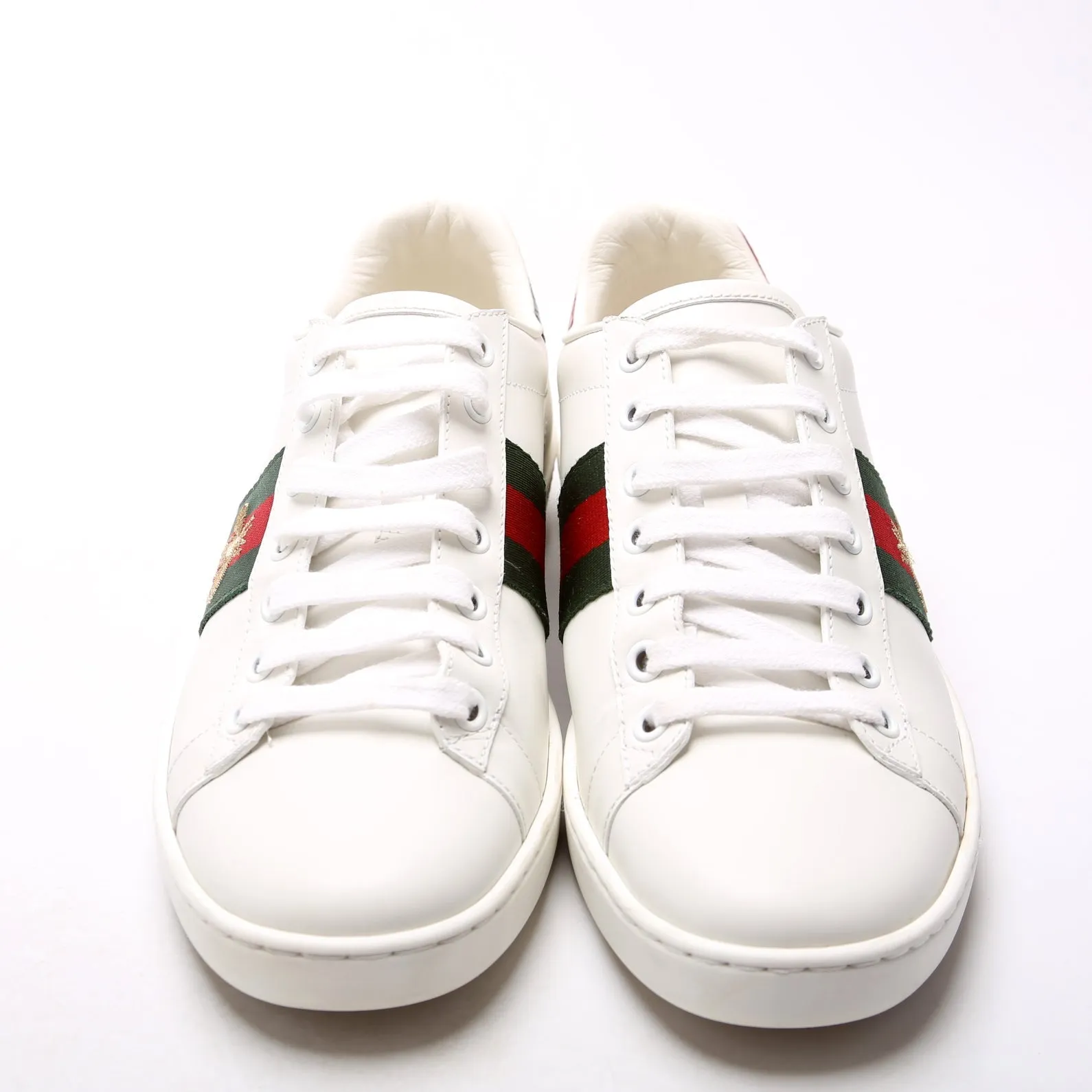 Ace Web Bee Leather Sneakers Size 38 White