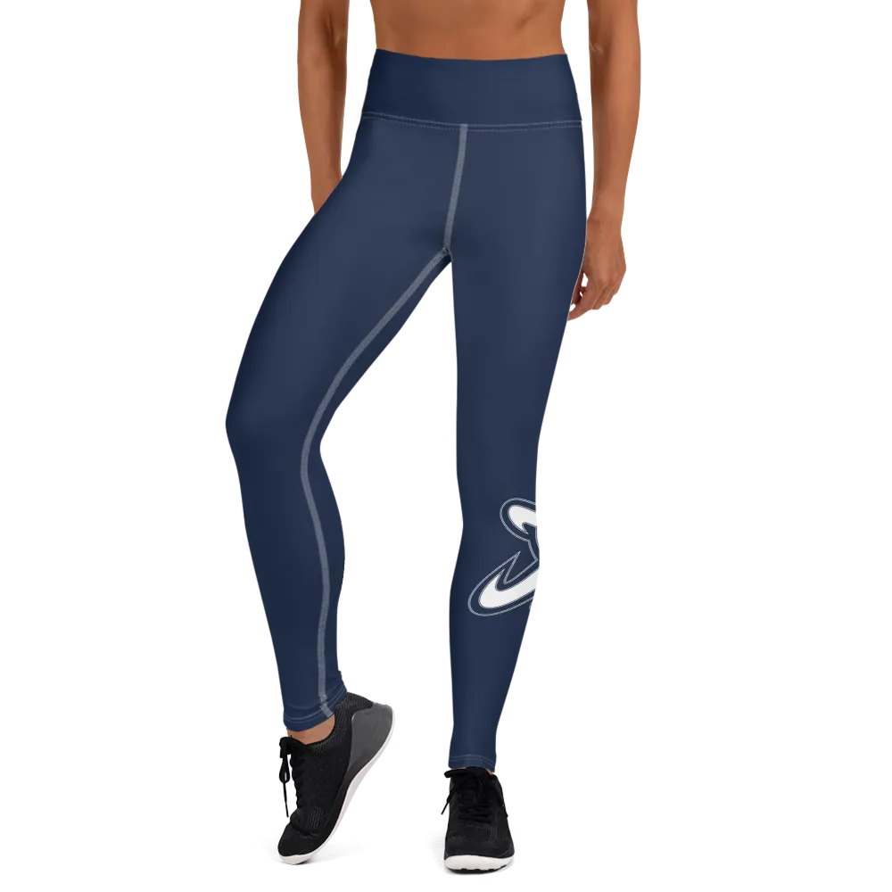 Athletic Apparatus Navy Blue White logo White stitch Yoga Leggings