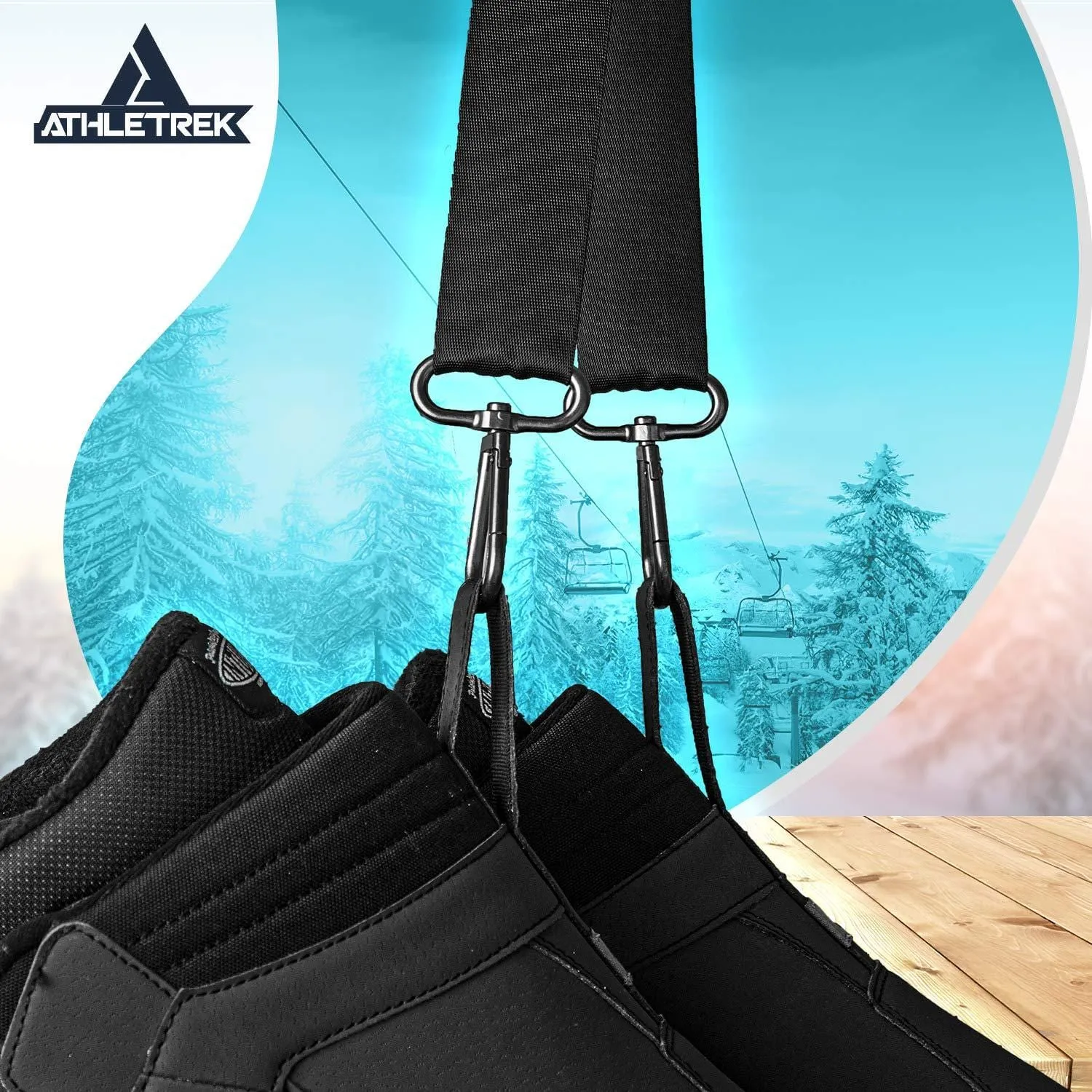 Athletrek Ski Boot & Snowboard Boot Carrier Straps | Adjustable Easy Carry Strap for Adult & Youth| Use Over Shoulder to Free up Hands | Perfect Ski Snow Winter Gear Accessory (Snowboard Boot Strap)