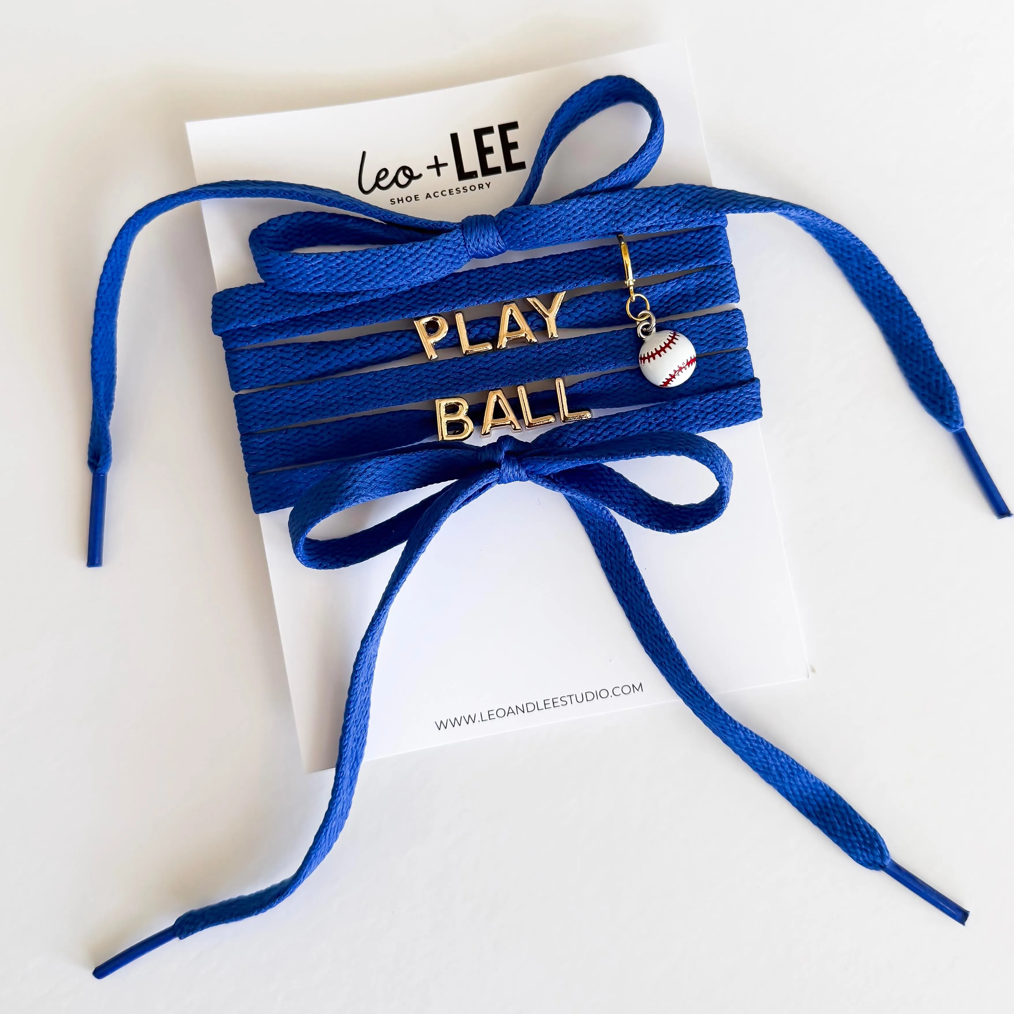 Baseball Shoe Lace Charm Set – “Play Ball” Gold Letter Charms with Baseball Pendant – Sports Fan Sneaker Accessories