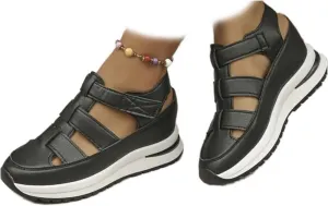 Bootara Women'S Plus Size Hollow-Out Casual Sandals, Closed Toe Platform Sandals Height-Boosting Thick Sole Dressy Summer Comfortable Wedges Dress Sandal Best Walking Shoes