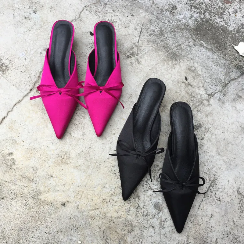 Bowtie Mules Pointed Toe Women Pumps