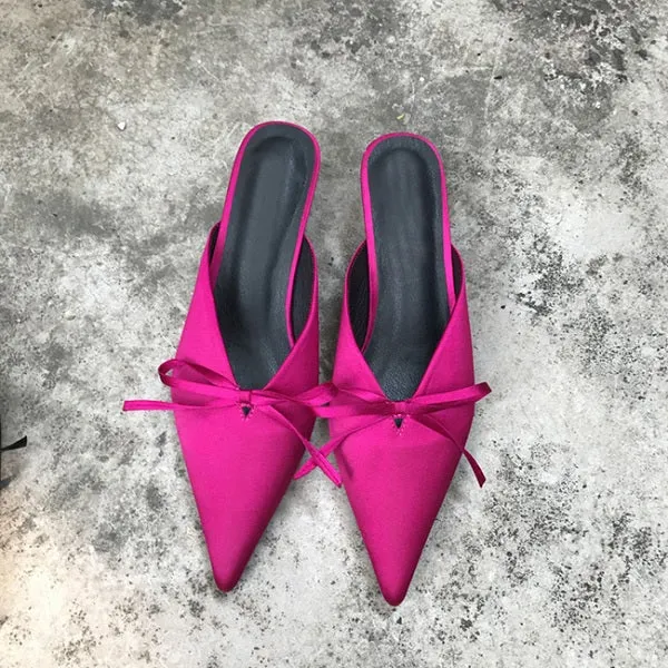 Bowtie Mules Pointed Toe Women Pumps