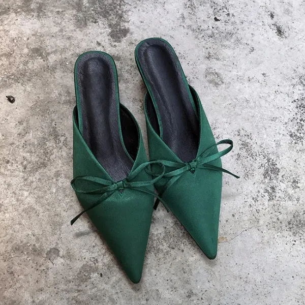 Bowtie Mules Pointed Toe Women Pumps