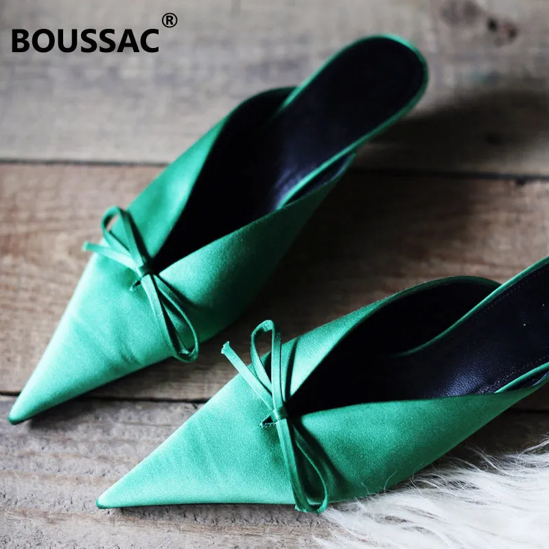 Bowtie Mules Pointed Toe Women Pumps