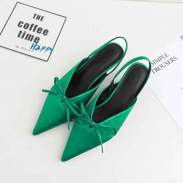 Bowtie Mules Pointed Toe Women Pumps