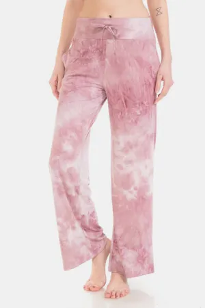 Buttery Soft Pink Tie-dye Printed Drawstring Yoga Pants
