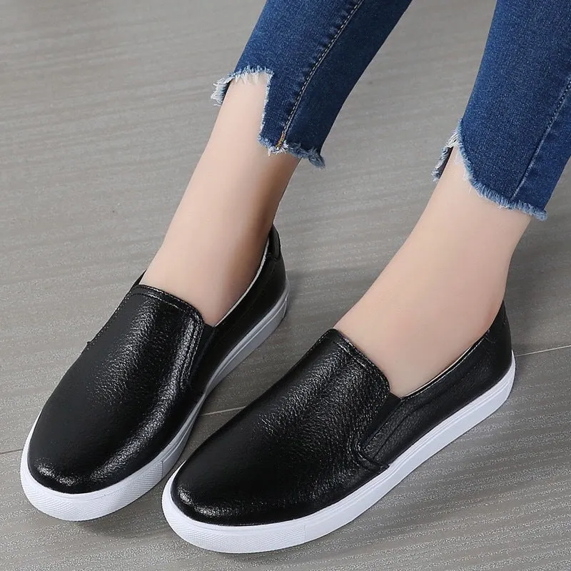 Casual Cowhide Leather Solid Color Loafers