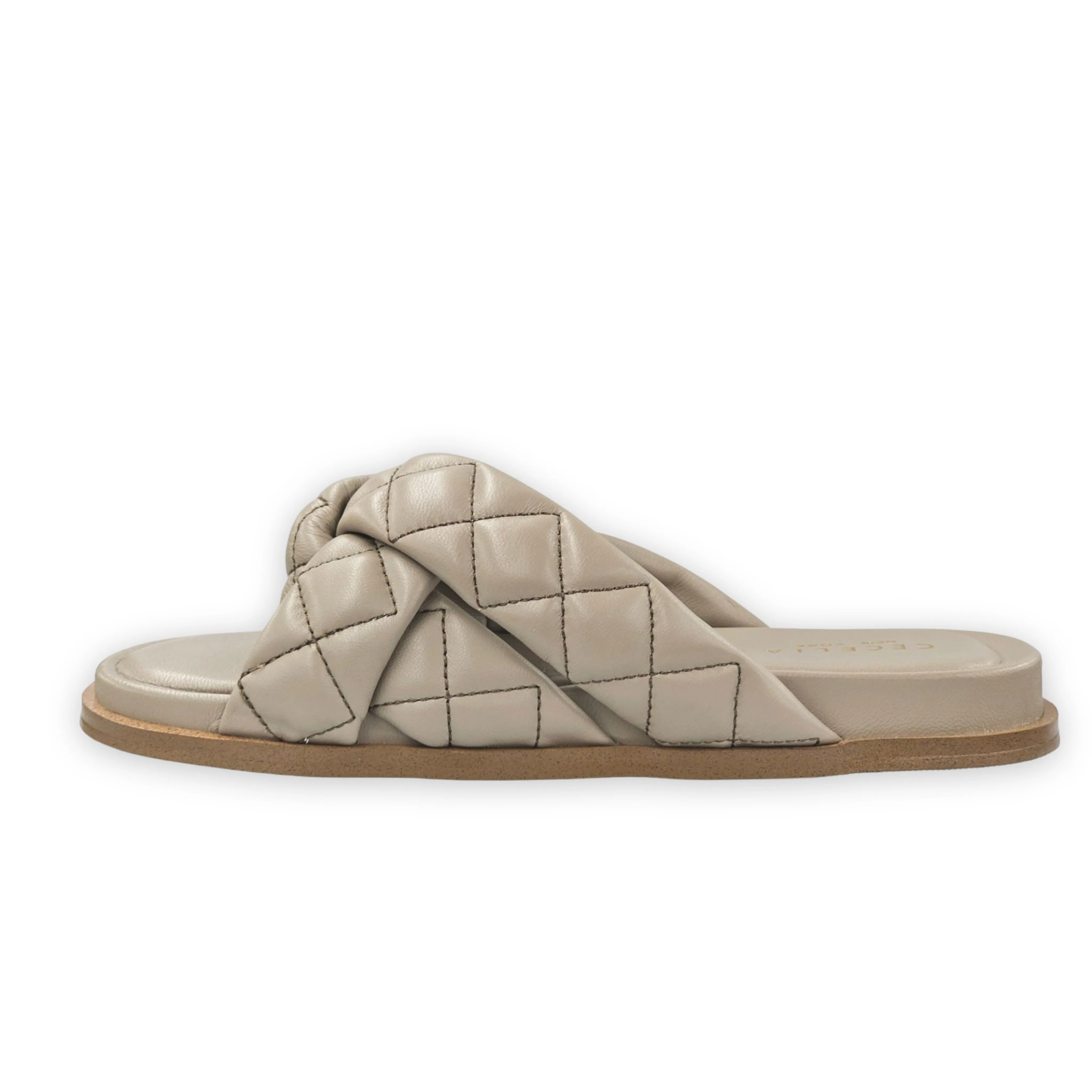 Cecelia New York Ellie Dune Leather Womens Casual Slip On Open Toe Cage Sandals