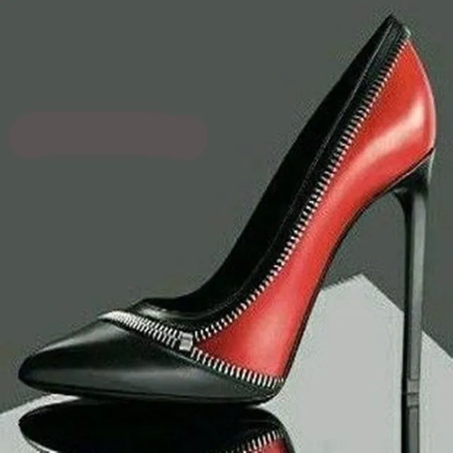 Classy Zipped Pointy Toe Thin 0 Genuine Leather High Heels
