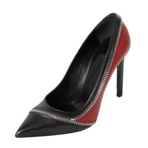 Classy Zipped Pointy Toe Thin 0 Genuine Leather High Heels