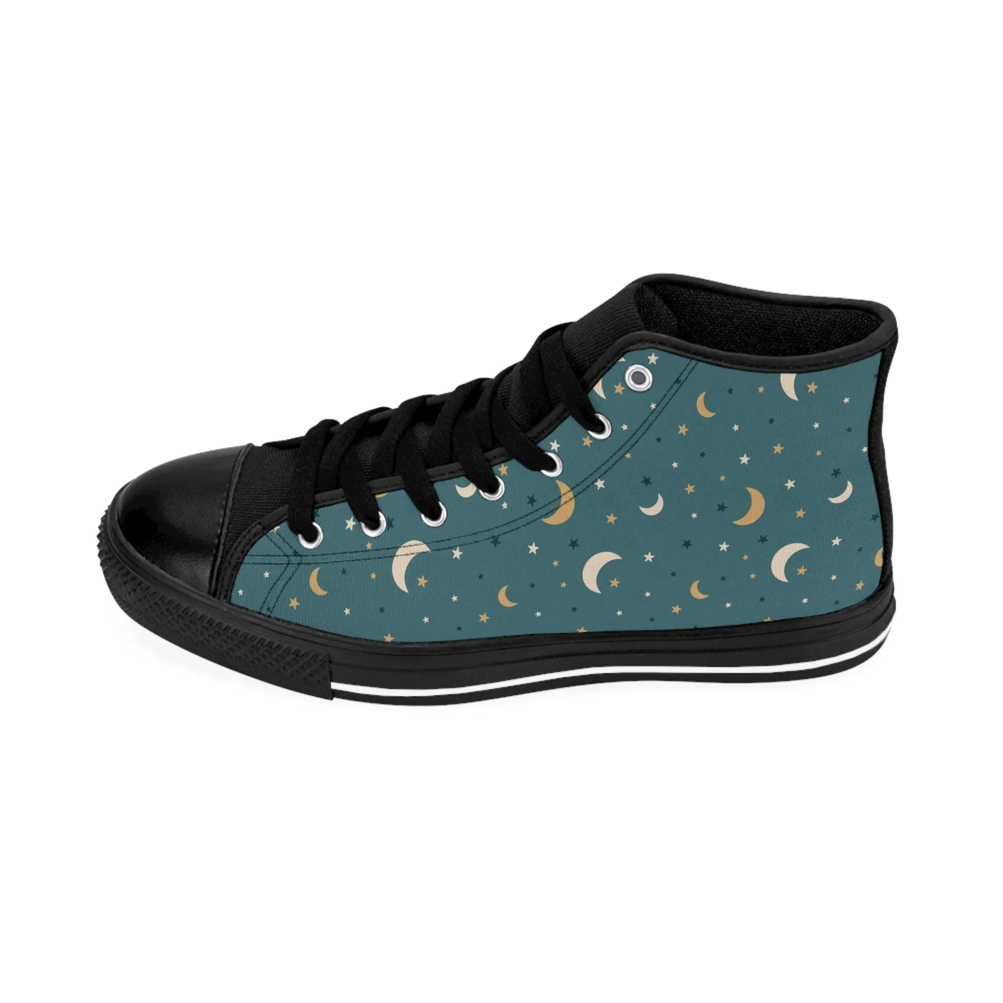 Colorful Silver and Yellow Moon Women's Classic Sneakers