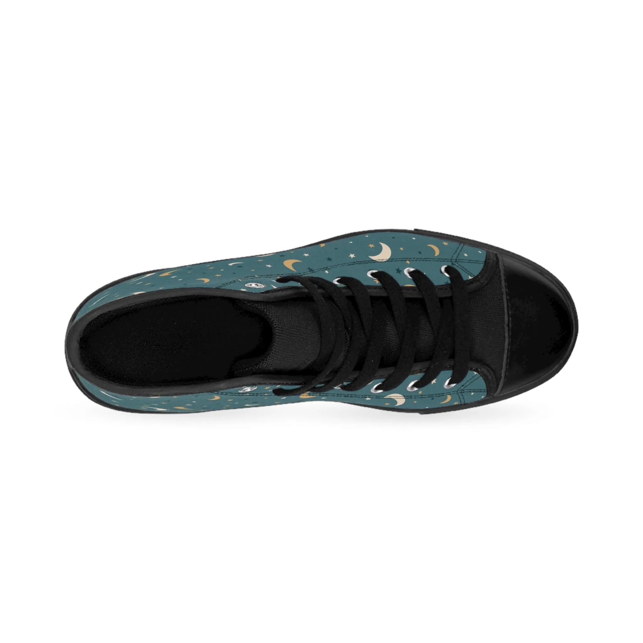 Colorful Silver and Yellow Moon Women's Classic Sneakers