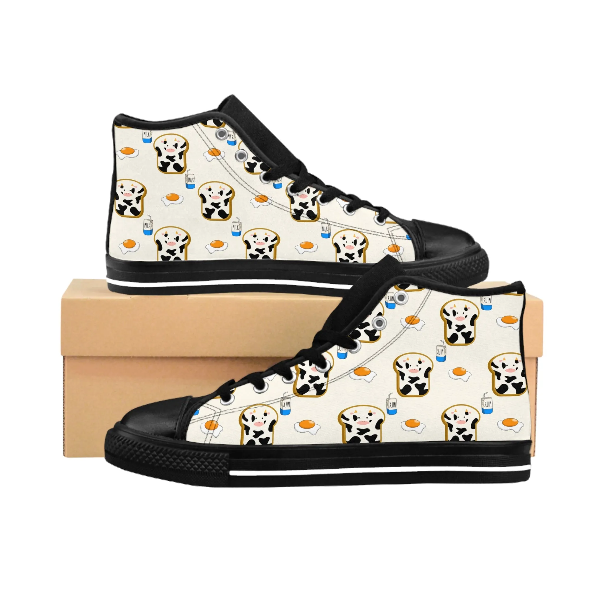 Cow Face Bread Milk Women's Classic Sneakers
