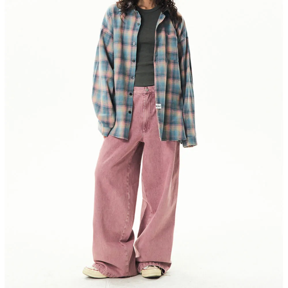 Dust Pink Skater Girl Loose Jeans