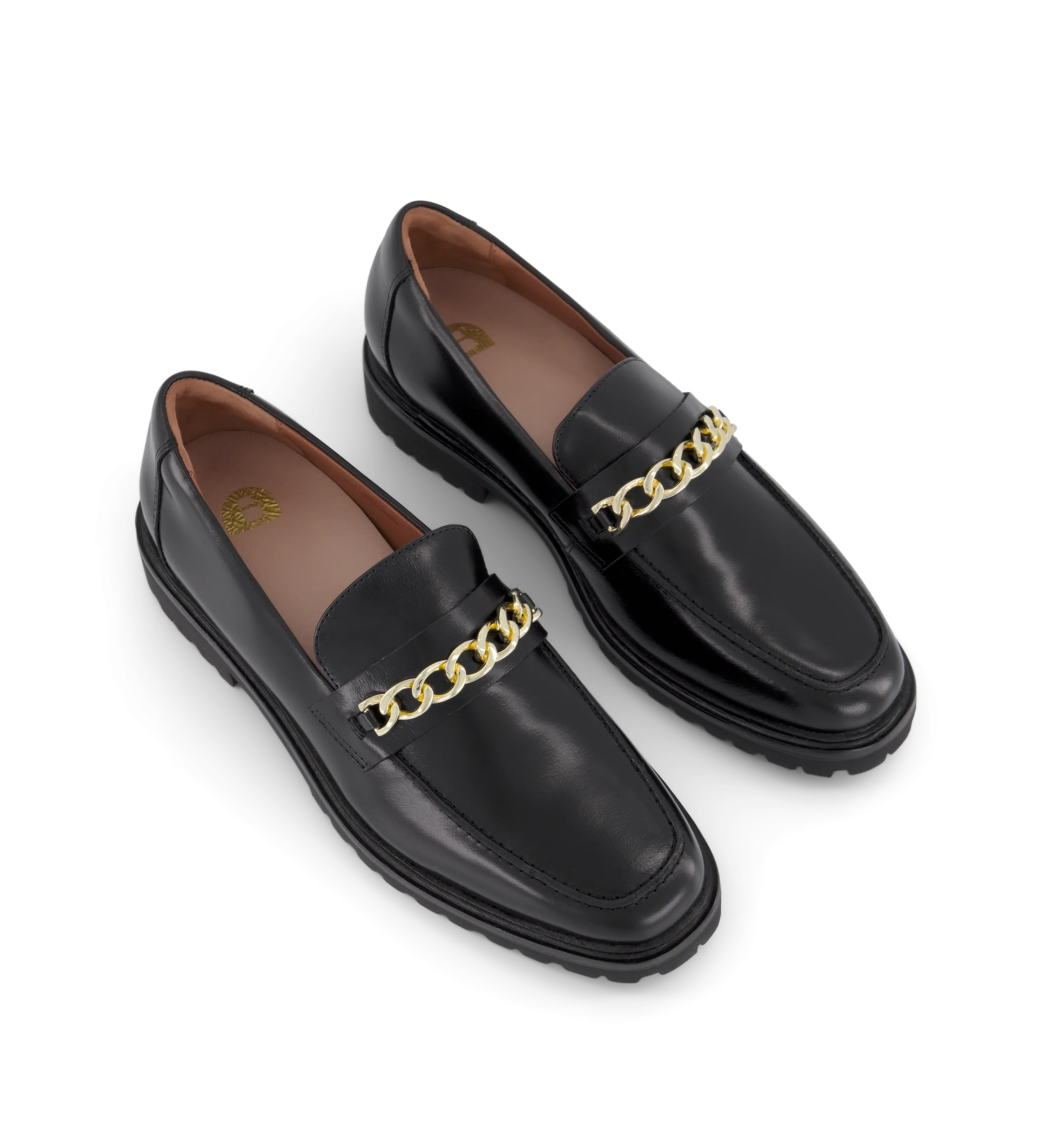 Elaenia Black Leather & Hardware Loafers