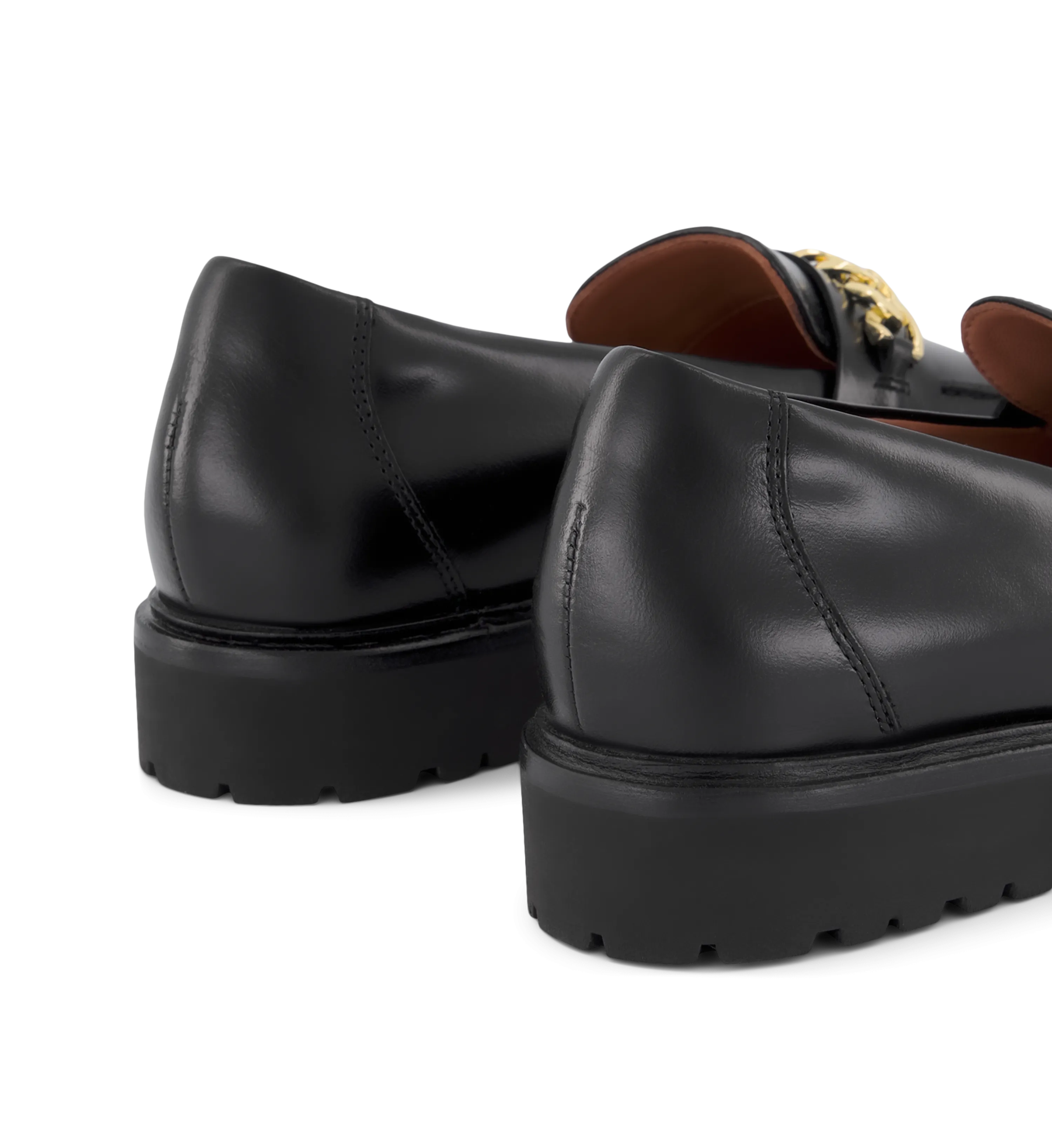 Elaenia Black Leather & Hardware Loafers