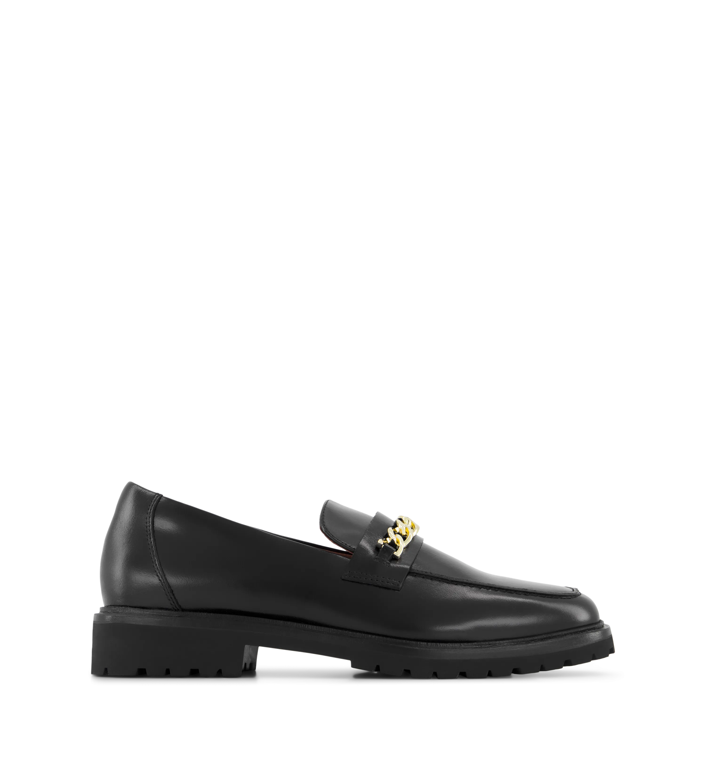 Elaenia Black Leather & Hardware Loafers