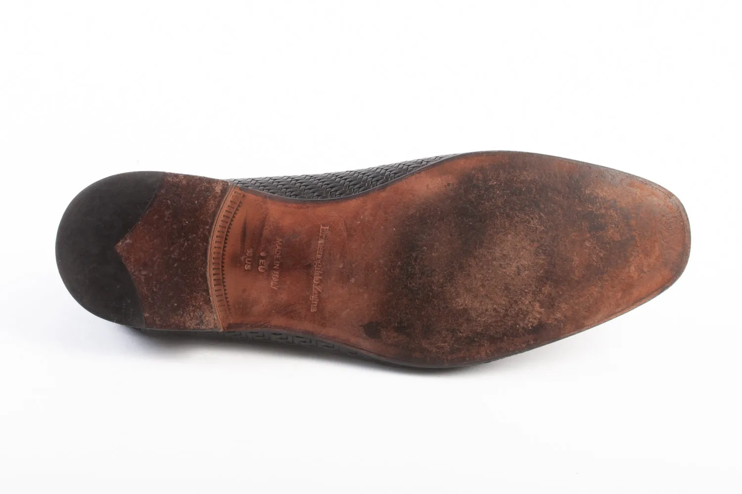 Ermenegildo Zegna Black Basketweave Loafers