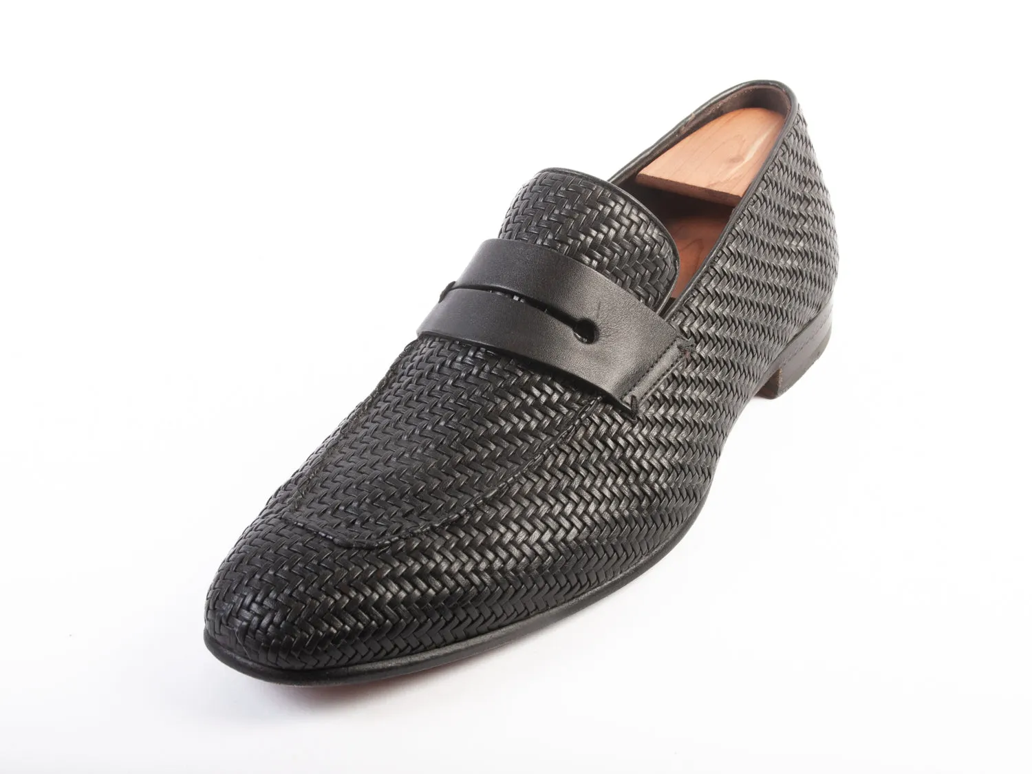 Ermenegildo Zegna Black Basketweave Loafers