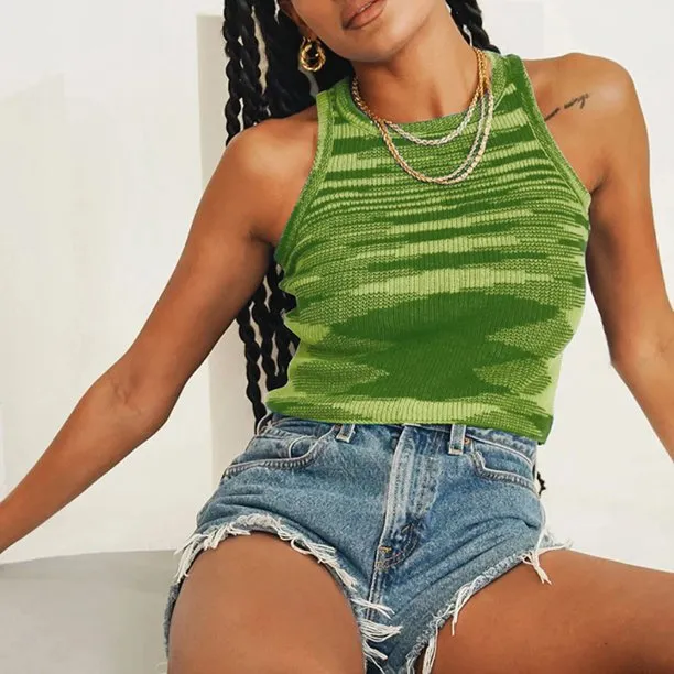 Fantaslook Ribbed Knit Tie Dye Tank Top Women Basic Summer Camisole Vest