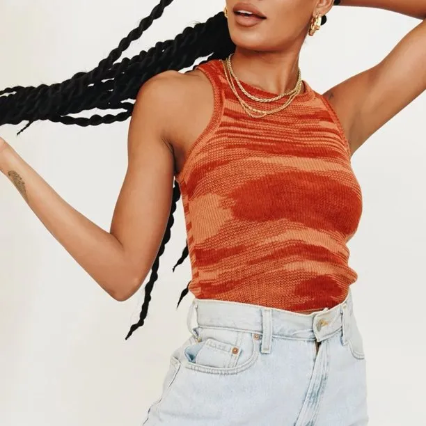 Fantaslook Ribbed Knit Tie Dye Tank Top Women Basic Summer Camisole Vest