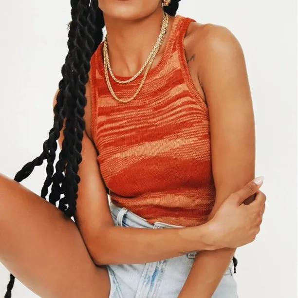 Fantaslook Ribbed Knit Tie Dye Tank Top Women Basic Summer Camisole Vest