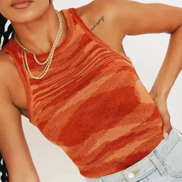 Fantaslook Ribbed Knit Tie Dye Tank Top Women Basic Summer Camisole Vest