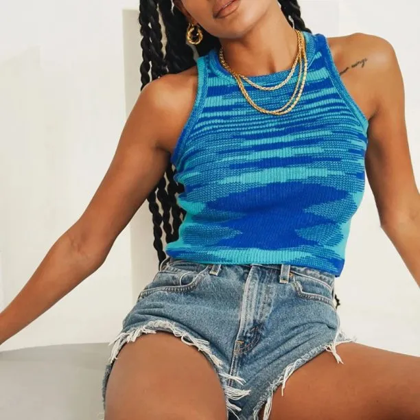 Fantaslook Ribbed Knit Tie Dye Tank Top Women Basic Summer Camisole Vest