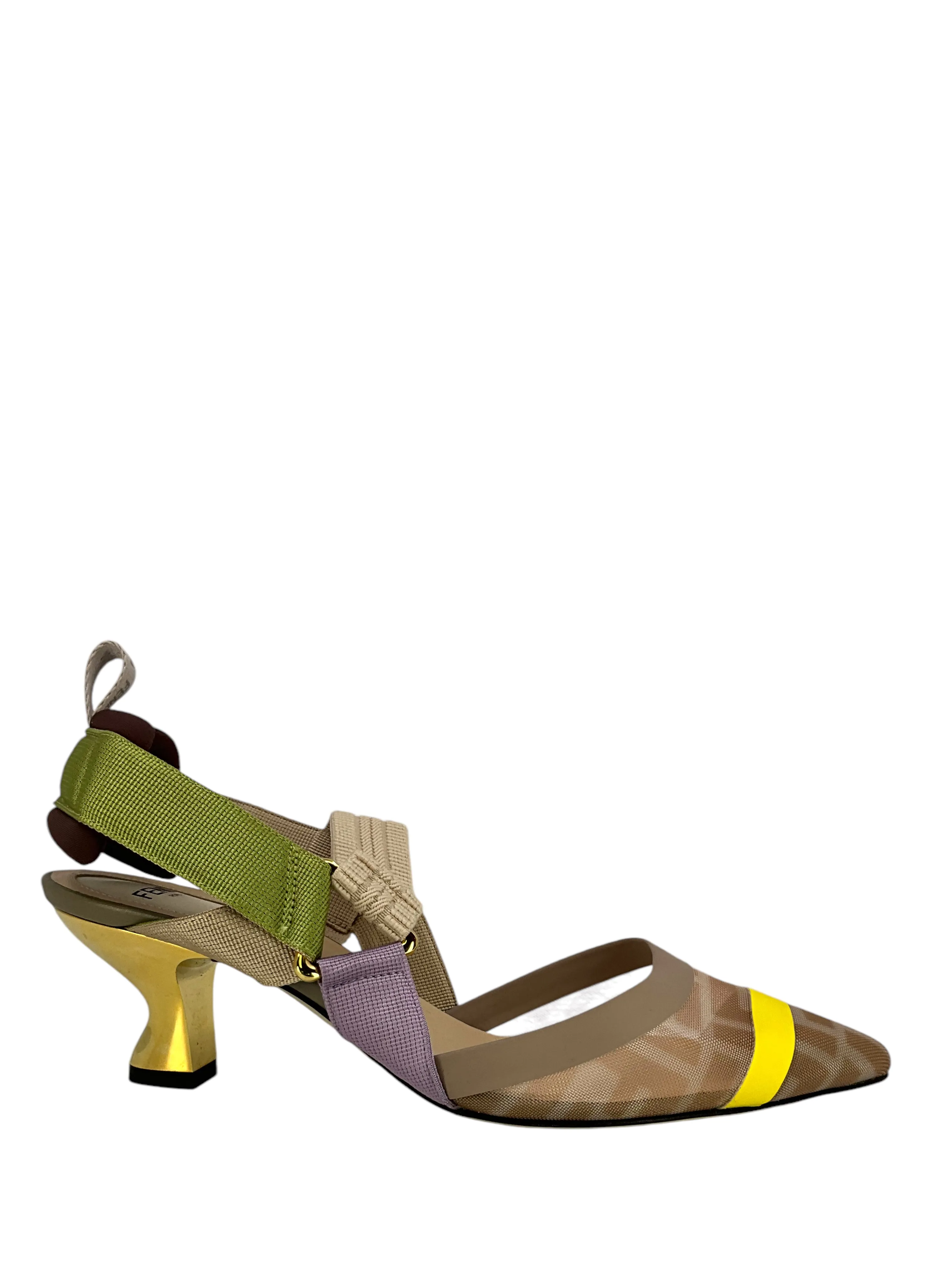 FENDI Colibri Mesh Medium Heeled Slingbacks Size 6