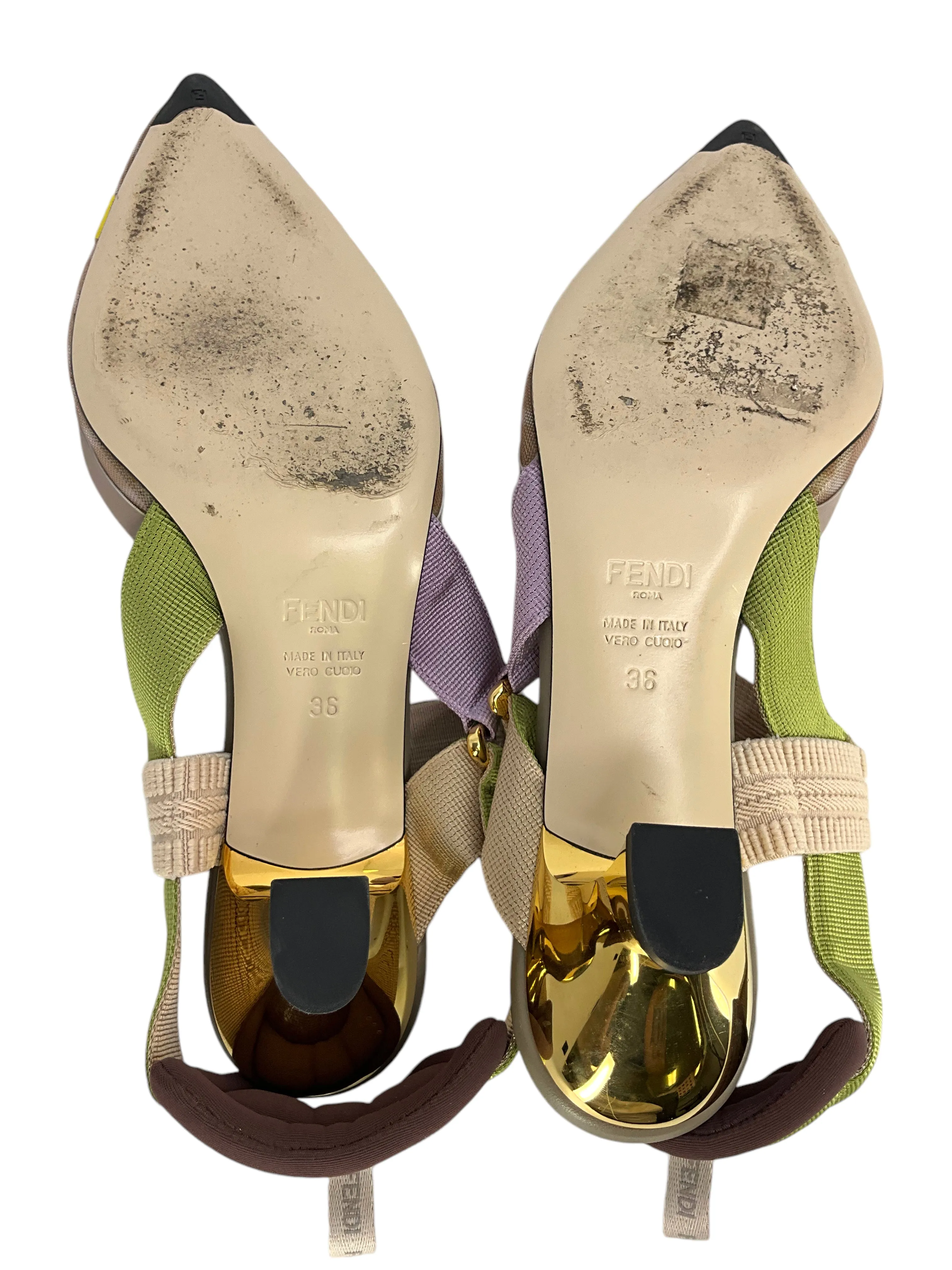FENDI Colibri Mesh Medium Heeled Slingbacks Size 6