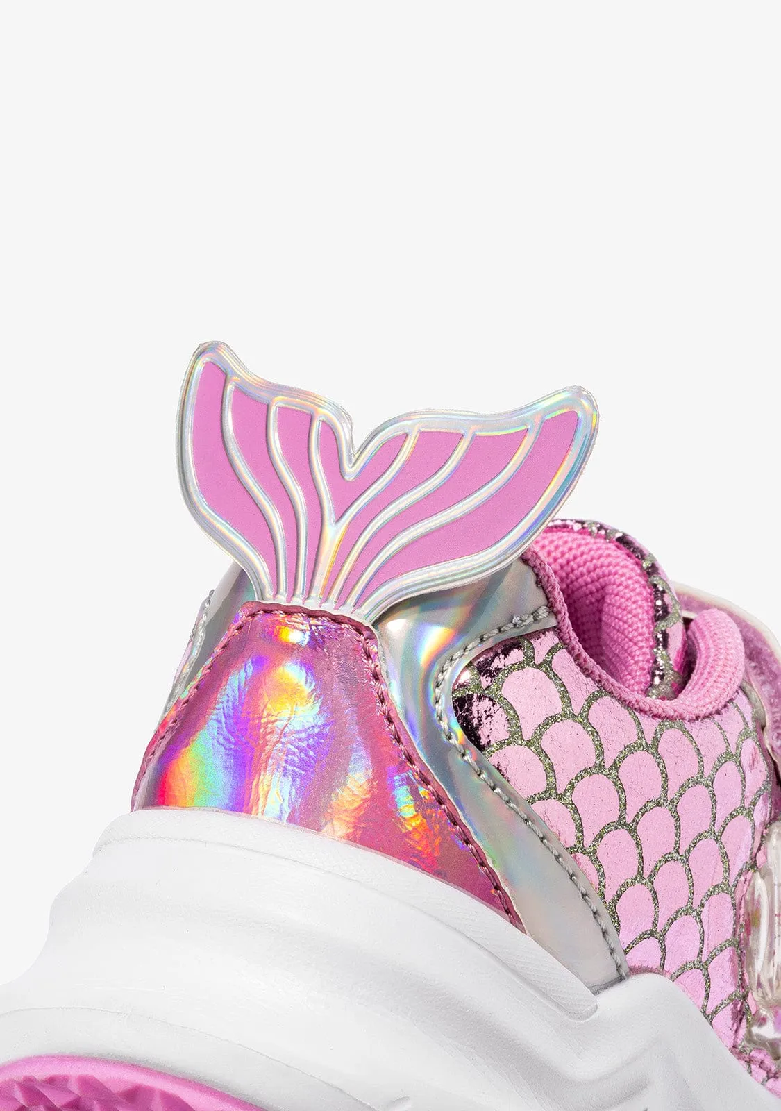 Girl's Pink With Lights Mermaid Sneakers