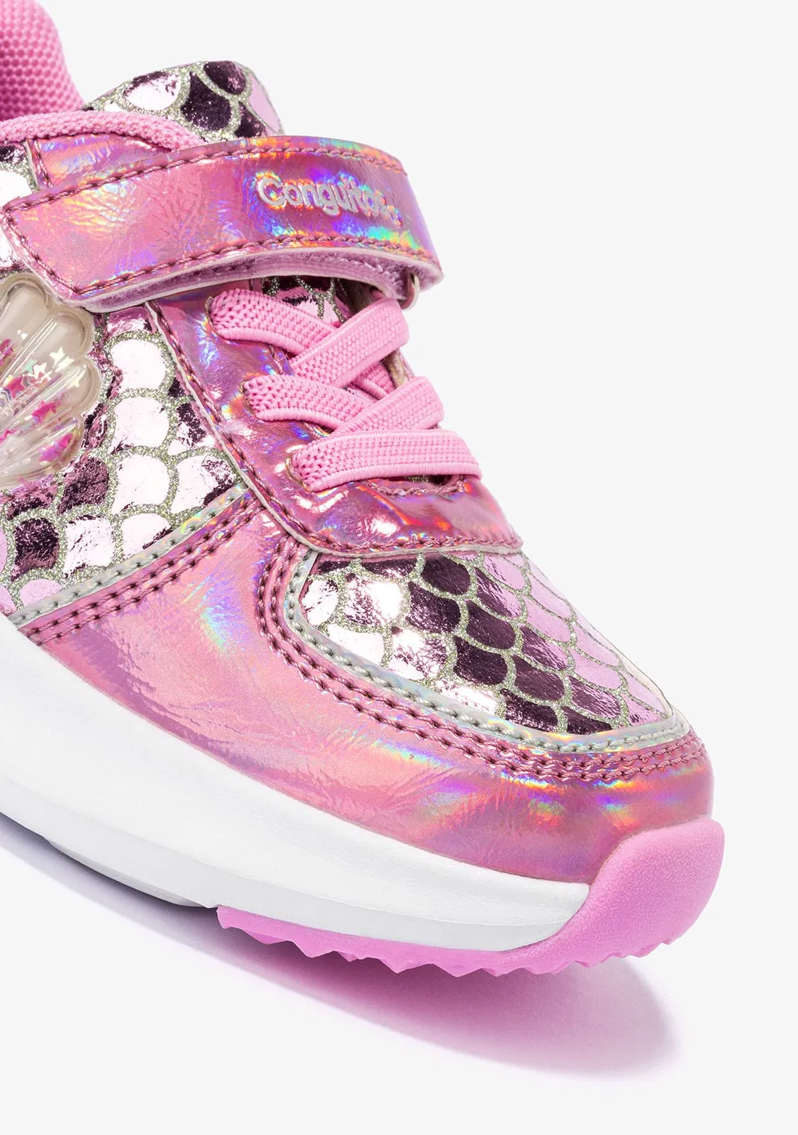 Girl's Pink With Lights Mermaid Sneakers
