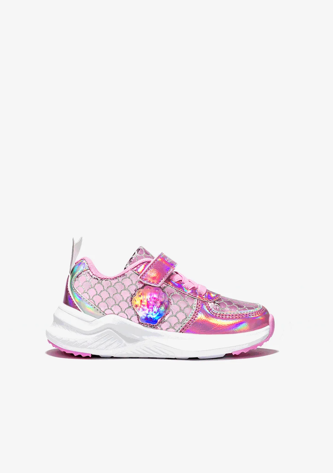 Girl's Pink With Lights Mermaid Sneakers