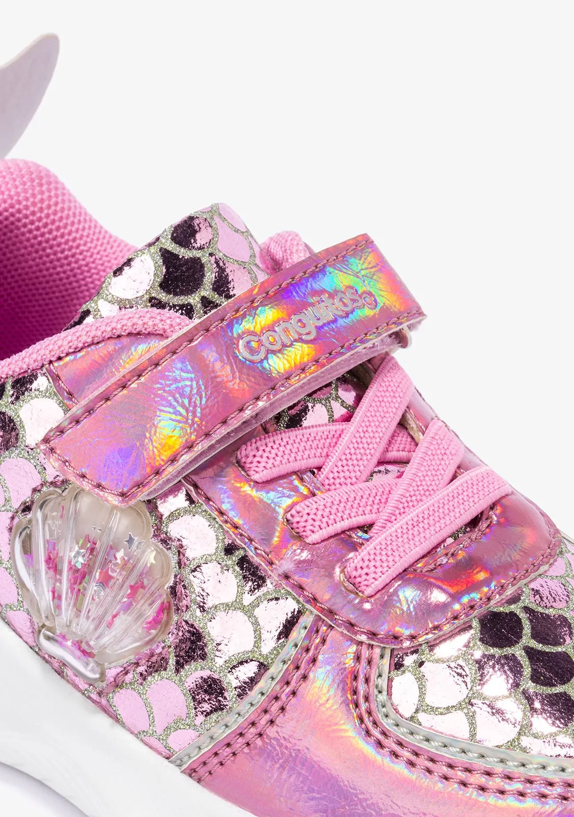Girl's Pink With Lights Mermaid Sneakers
