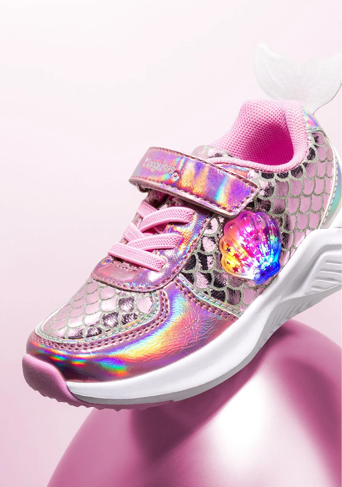 Girl's Pink With Lights Mermaid Sneakers