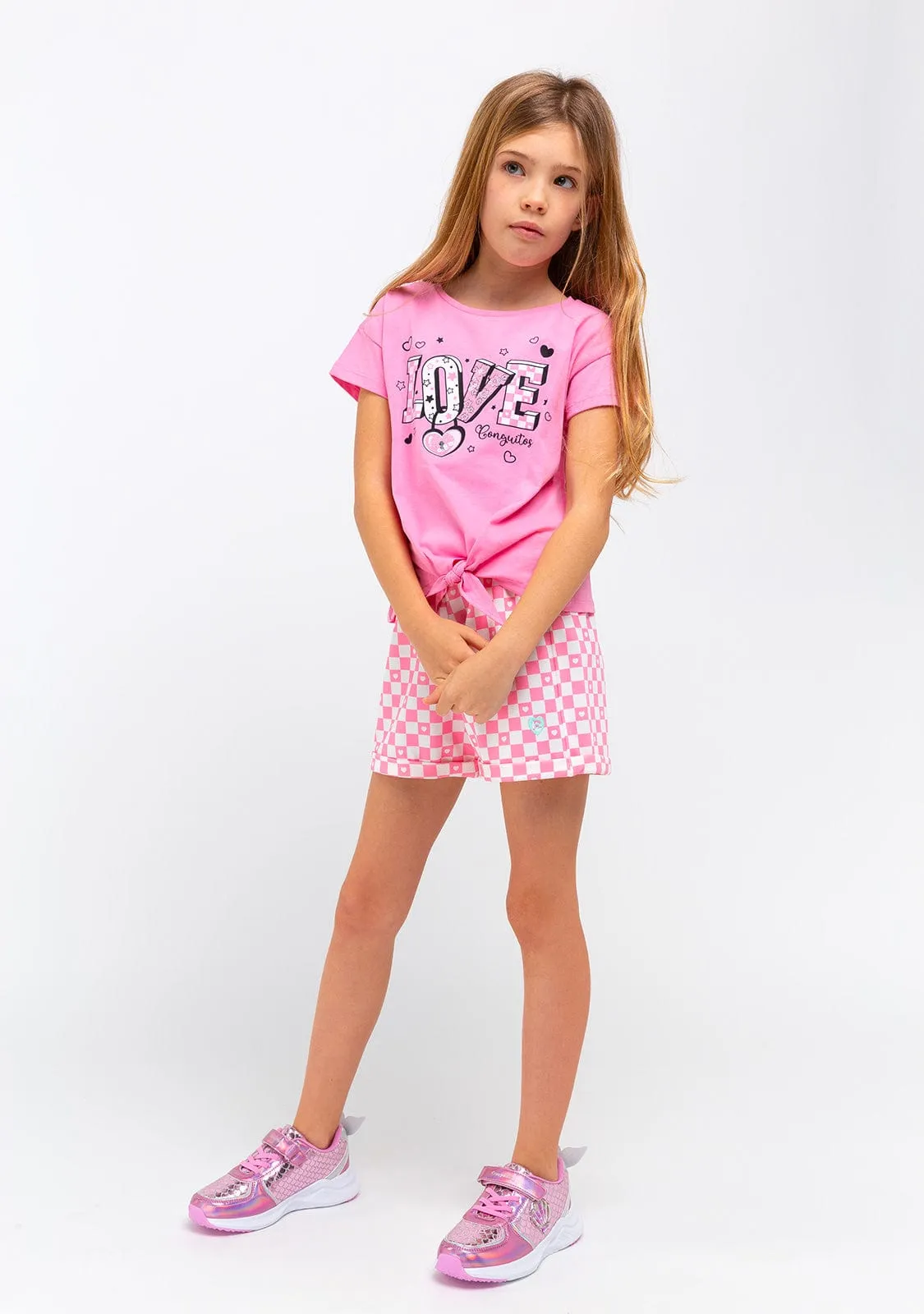 Girl's Pink With Lights Mermaid Sneakers