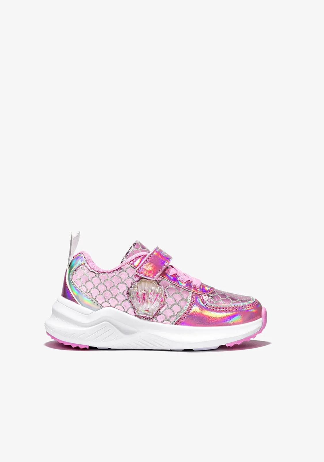 Girl's Pink With Lights Mermaid Sneakers
