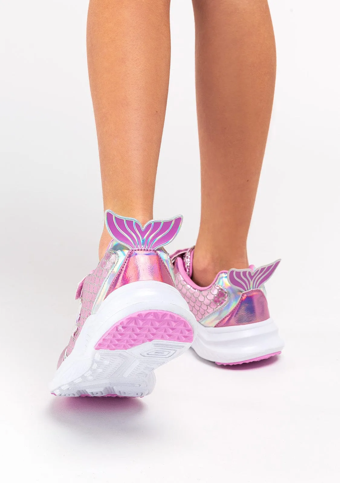 Girl's Pink With Lights Mermaid Sneakers