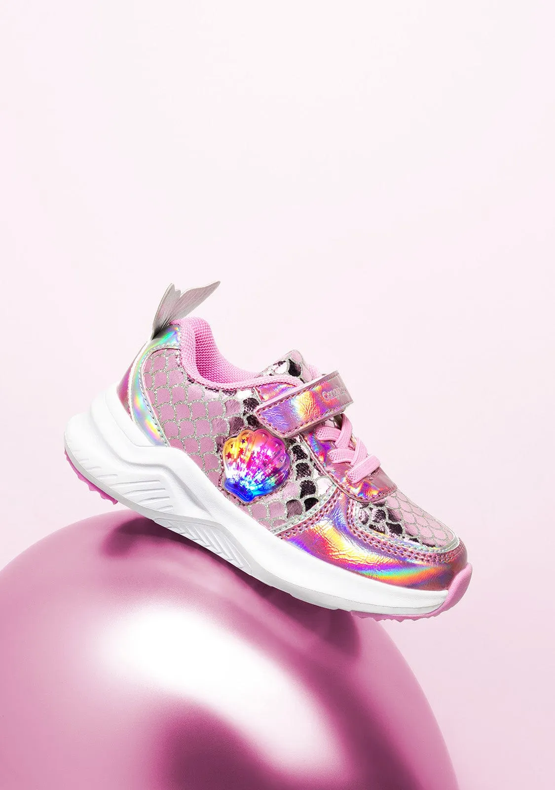 Girl's Pink With Lights Mermaid Sneakers